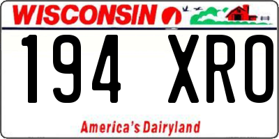 WI license plate 194XRO
