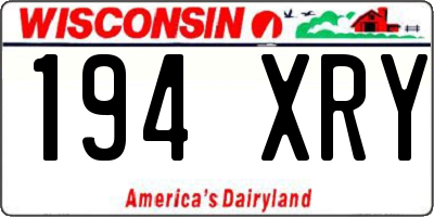 WI license plate 194XRY
