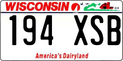 WI license plate 194XSB