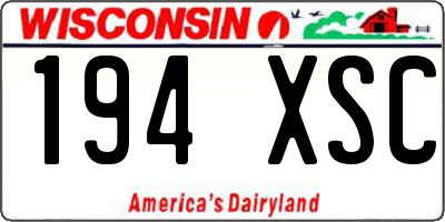 WI license plate 194XSC