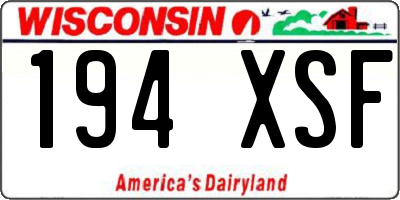 WI license plate 194XSF