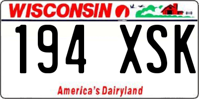 WI license plate 194XSK