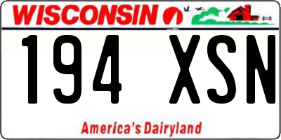 WI license plate 194XSN
