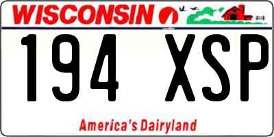 WI license plate 194XSP