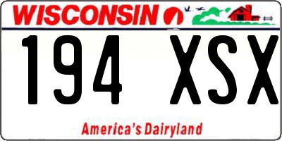 WI license plate 194XSX