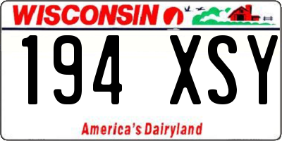 WI license plate 194XSY