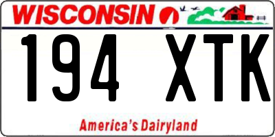 WI license plate 194XTK