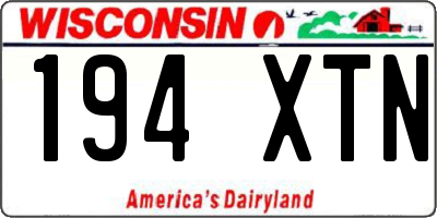 WI license plate 194XTN