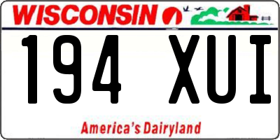 WI license plate 194XUI