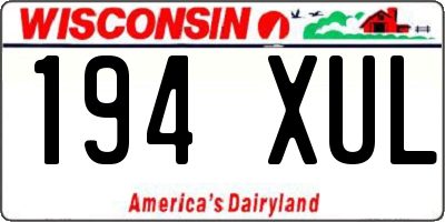 WI license plate 194XUL