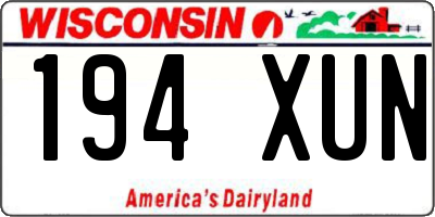 WI license plate 194XUN