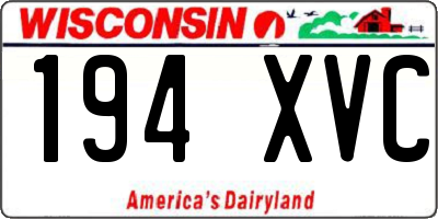 WI license plate 194XVC