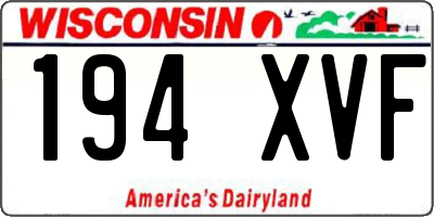 WI license plate 194XVF