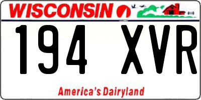 WI license plate 194XVR
