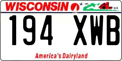 WI license plate 194XWB