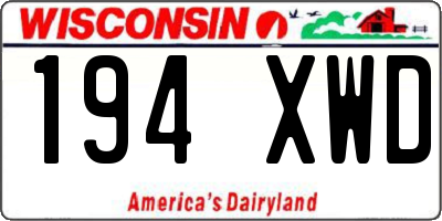 WI license plate 194XWD