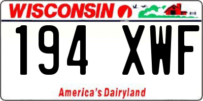 WI license plate 194XWF