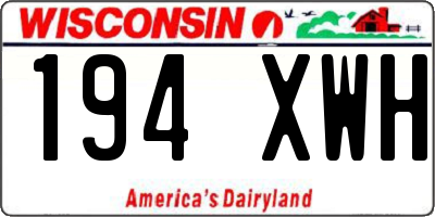 WI license plate 194XWH