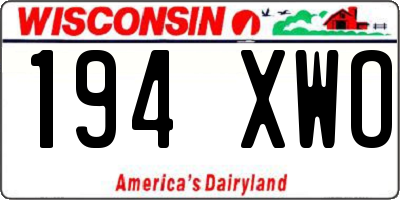 WI license plate 194XWO
