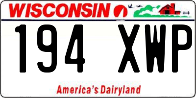 WI license plate 194XWP
