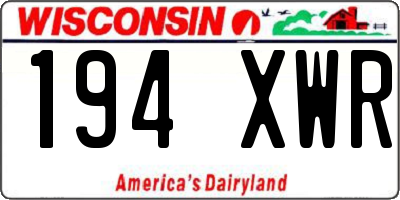 WI license plate 194XWR