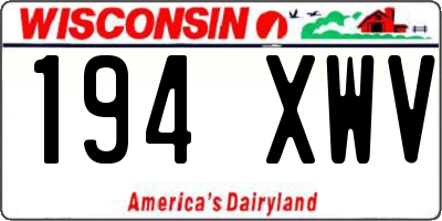 WI license plate 194XWV