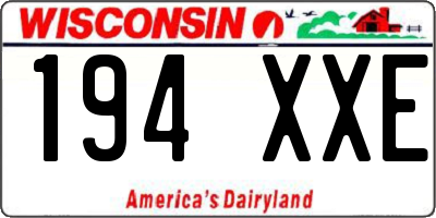 WI license plate 194XXE