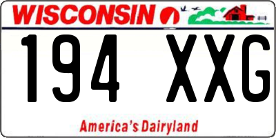 WI license plate 194XXG