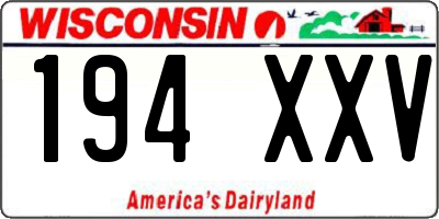 WI license plate 194XXV