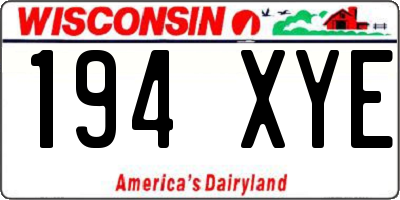 WI license plate 194XYE