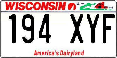 WI license plate 194XYF