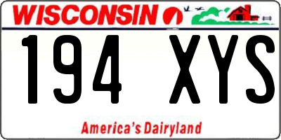 WI license plate 194XYS