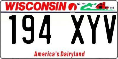 WI license plate 194XYV