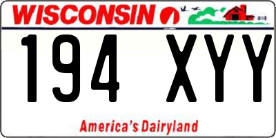 WI license plate 194XYY