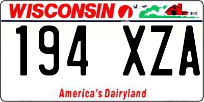 WI license plate 194XZA