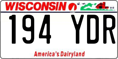 WI license plate 194YDR