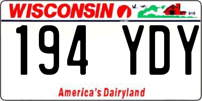WI license plate 194YDY