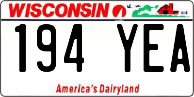 WI license plate 194YEA