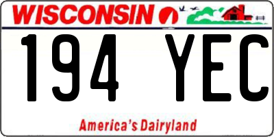 WI license plate 194YEC