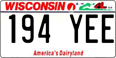 WI license plate 194YEE