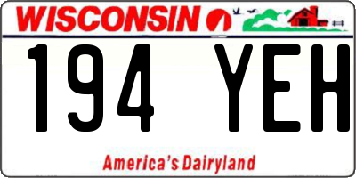 WI license plate 194YEH