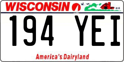 WI license plate 194YEI