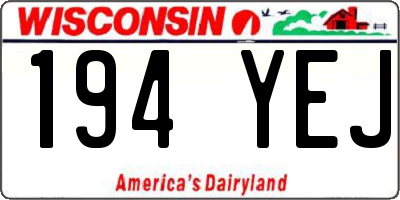 WI license plate 194YEJ