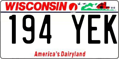 WI license plate 194YEK