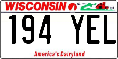 WI license plate 194YEL