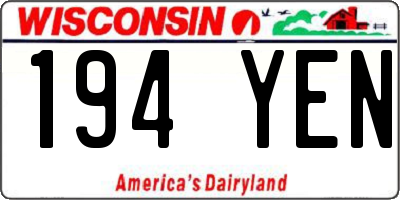 WI license plate 194YEN