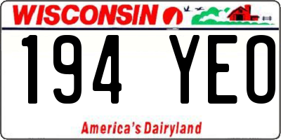 WI license plate 194YEO