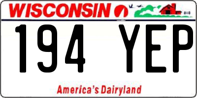 WI license plate 194YEP