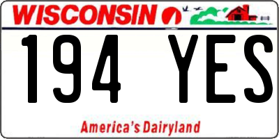 WI license plate 194YES