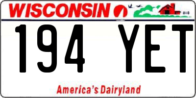 WI license plate 194YET